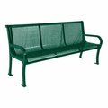 Ultra Site Lexington 6' Green Perforated Bench with Backrest 75'' x 26 7/8'' x 35 1/2'' 38A954P6GN